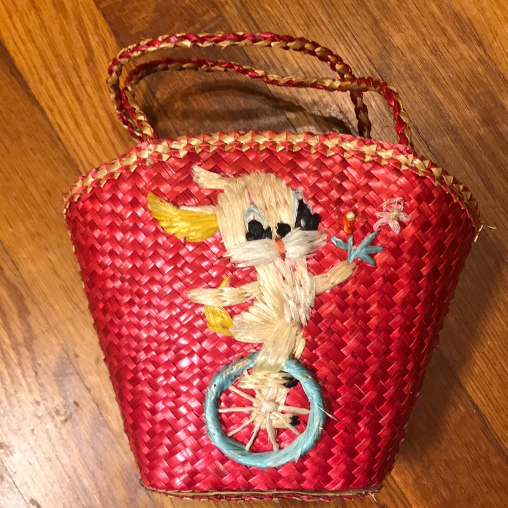 🐰🐤THE CUTEST VINTAGE STRAW EASTER BASKET🐰🐤